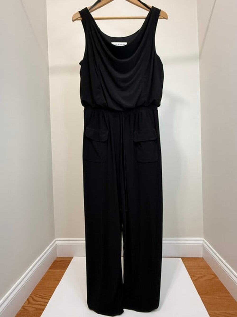 Emma & Michele Cowl Neck Wide Leg Jumpsuit Black SzL